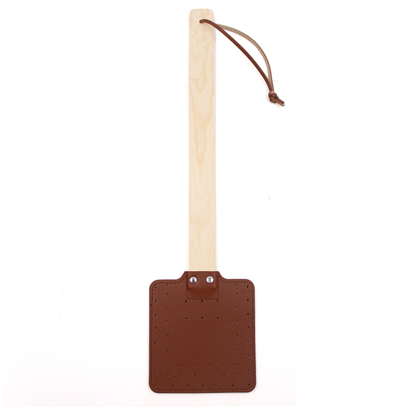 Cross-Border Hot-Selling Fly Swatter Leather Durable Hand-Held Mosquito Swatter Outdoor Camping Thickened Hand-Cranked Mosquito Swatter