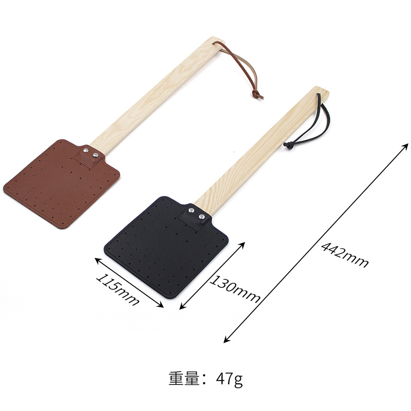 Cross-Border Hot-Selling Fly Swatter Leather Durable Hand-Held Mosquito Swatter Outdoor Camping Thickened Hand-Cranked Mosquito Swatter