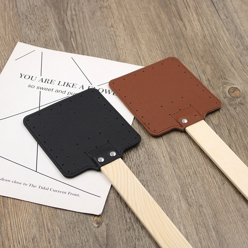 Cross-Border Hot-Selling Fly Swatter Leather Durable Hand-Held Mosquito Swatter Outdoor Camping Thickened Hand-Cranked Mosquito Swatter