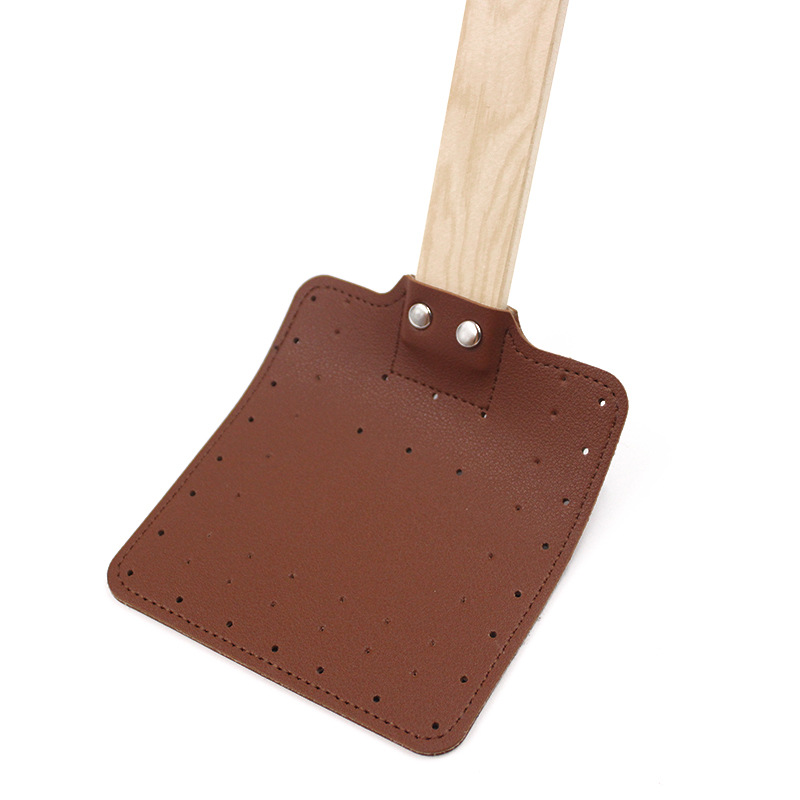 Cross-Border Hot-Selling Fly Swatter Leather Durable Hand-Held Mosquito Swatter Outdoor Camping Thickened Hand-Cranked Mosquito Swatter