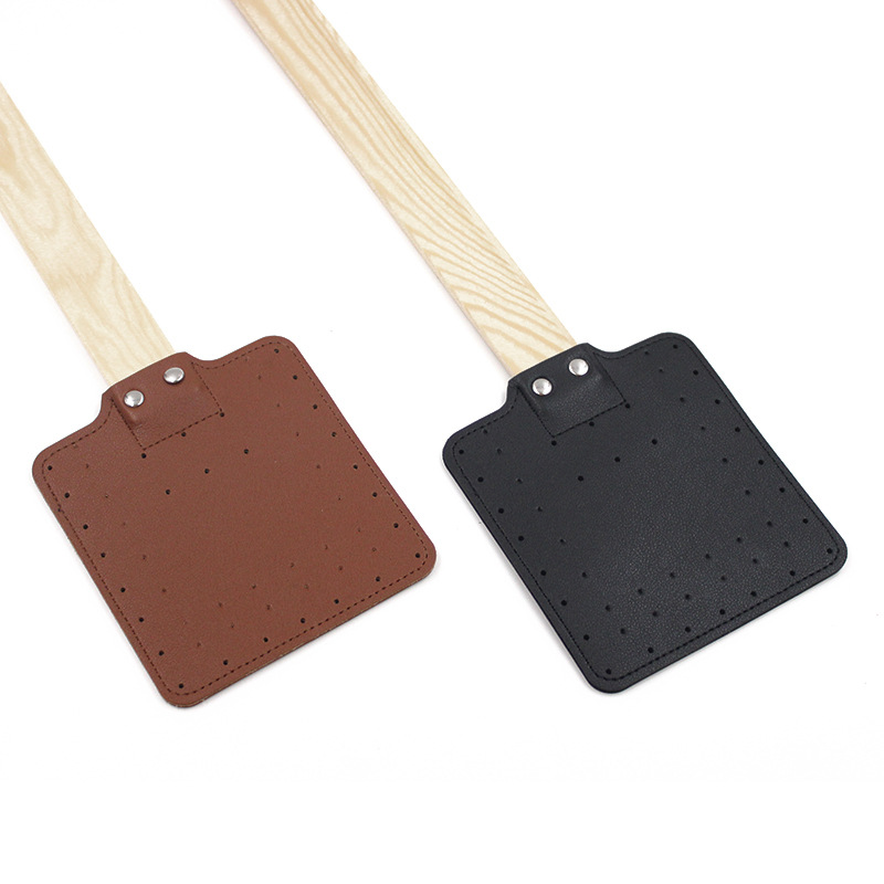 Cross-Border Hot-Selling Fly Swatter Leather Durable Hand-Held Mosquito Swatter Outdoor Camping Thickened Hand-Cranked Mosquito Swatter