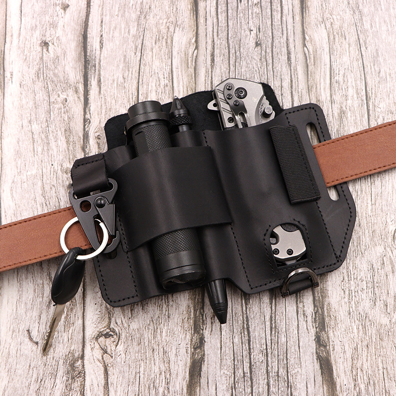 Spot Outdoor Survival Eagle Beak Buckle Leather Tool Waist Bag Outdoor Edc Tactical Tool Bag Camping Style Equipment Storage