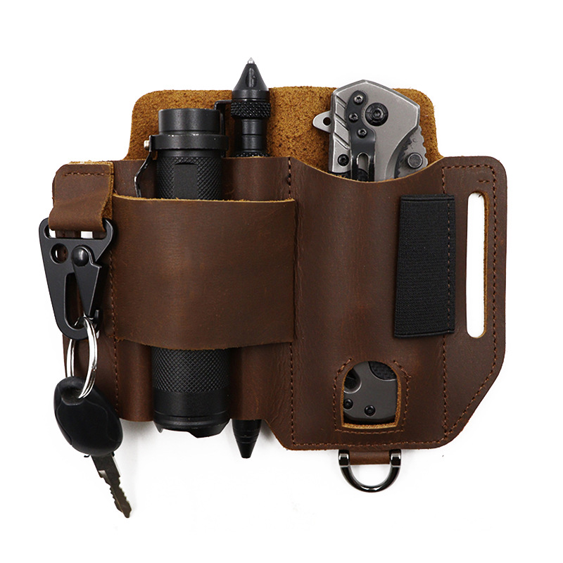Spot Outdoor Survival Eagle Beak Buckle Leather Tool Waist Bag Outdoor Edc Tactical Tool Bag Camping Style Equipment Storage
