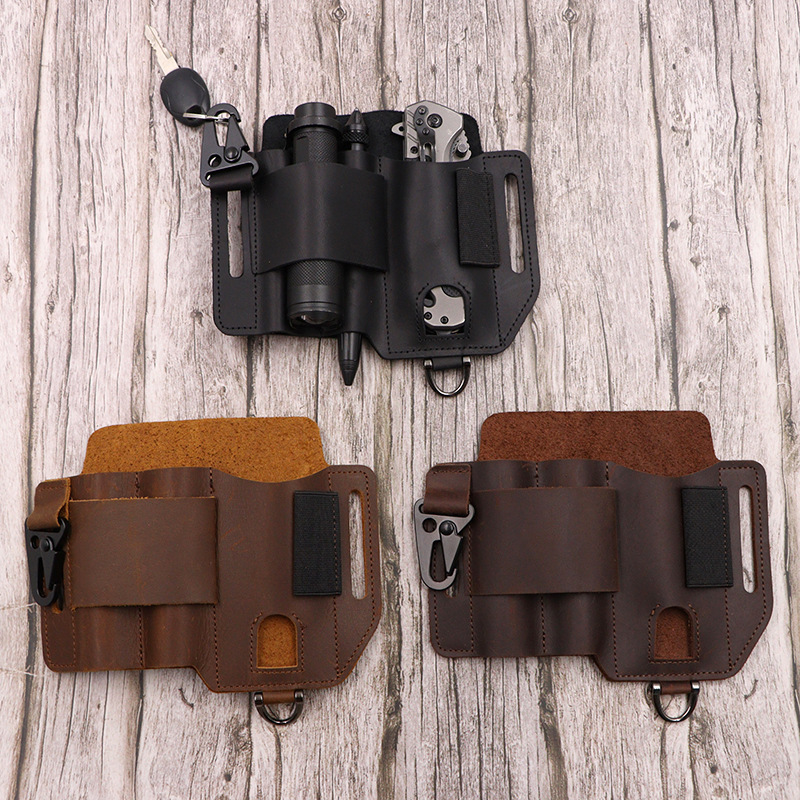 Spot Outdoor Survival Eagle Beak Buckle Leather Tool Waist Bag Outdoor Edc Tactical Tool Bag Camping Style Equipment Storage