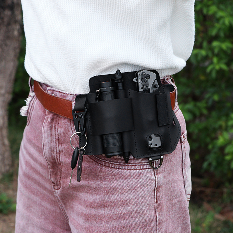 Spot Outdoor Survival Eagle Beak Buckle Leather Tool Waist Bag Outdoor Edc Tactical Tool Bag Camping Style Equipment Storage