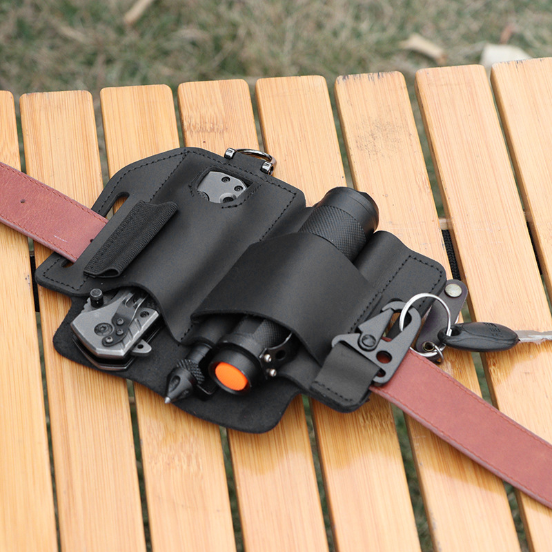 Spot Outdoor Survival Eagle Beak Buckle Leather Tool Waist Bag Outdoor Edc Tactical Tool Bag Camping Style Equipment Storage