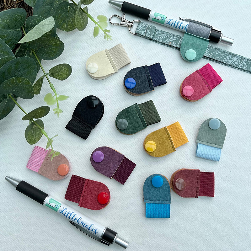 Creative and Convenient Elastic Pen Clip, Simple and Fashionable Imitation Deerskin Pen Cover Buckle, Portable Lanyard Pen Holder and Pen Accessories