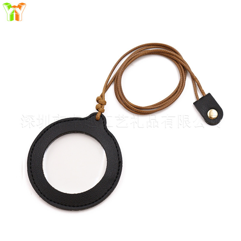 Casual Pure Color Adjustable Hanging Neck Magnifying Glass Leather Case for the Elderly and Elderly High-Power Portable Magnifying Glass Protective Cover