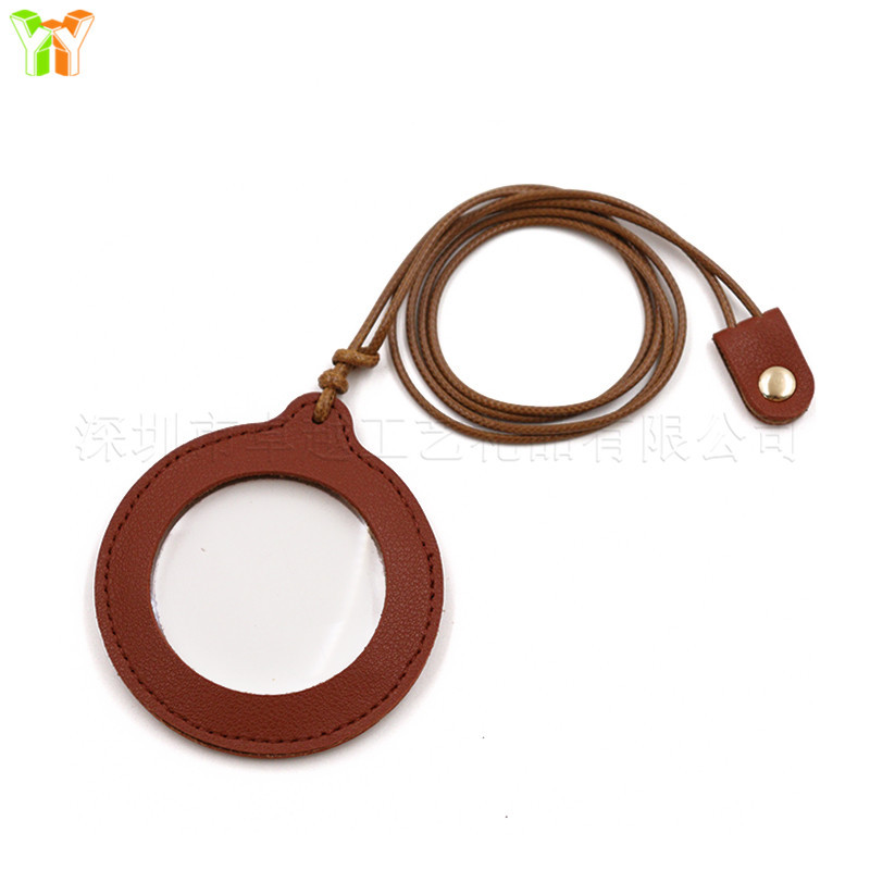 Casual Pure Color Adjustable Hanging Neck Magnifying Glass Leather Case for the Elderly and Elderly High-Power Portable Magnifying Glass Protective Cover