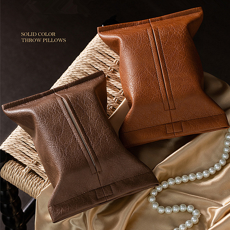 High-End Leather Tissue Box, Elegant Retro Living Room Coffee Table Tissue Bag, Cowhide Tissue Paper Storage Tissue Box
