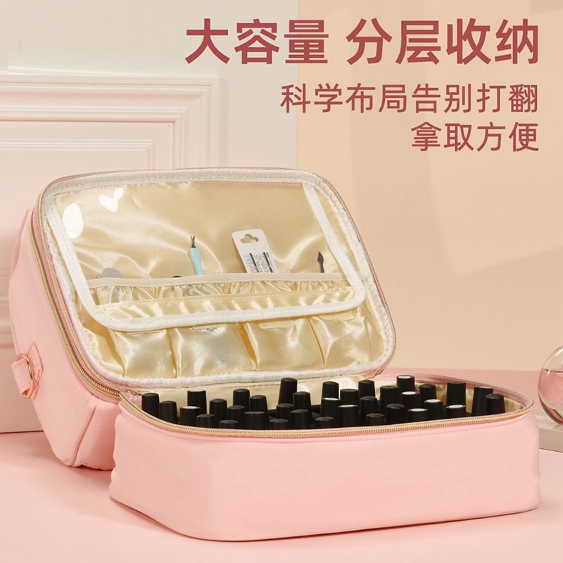 Supply Customizable Double-Layer Portable Nail Polish Cosmetics Bag to Hold 60 Bottles of Cross-Body Shoulder Manicure Supplies Tools
