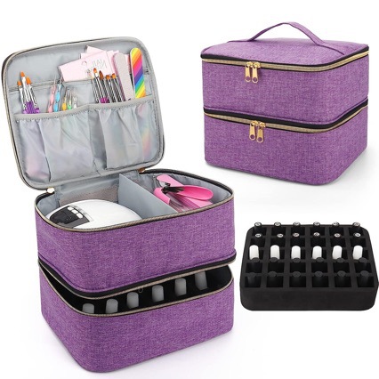Amazon Nail Polish Portable Bag Double-Layer Nail Polish Storage Bag Can Hold 30 Bottles Cosmetic Bag Storage Bag