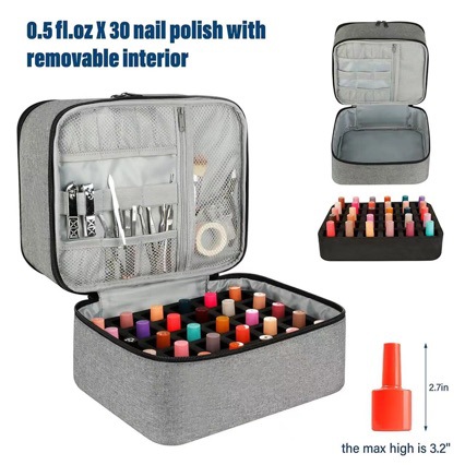 Amazon Nail Polish Portable Bag Double-Layer Nail Polish Storage Bag Can Hold 30 Bottles Cosmetic Bag Storage Bag