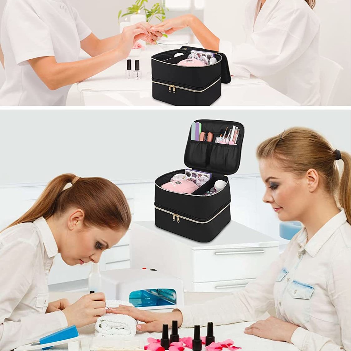 Nail Polish Organizer, Portable Nail Polish Suitcase, Portable Nail Polish Rack That Can Hold 30 Bottles and a Nail Lamp