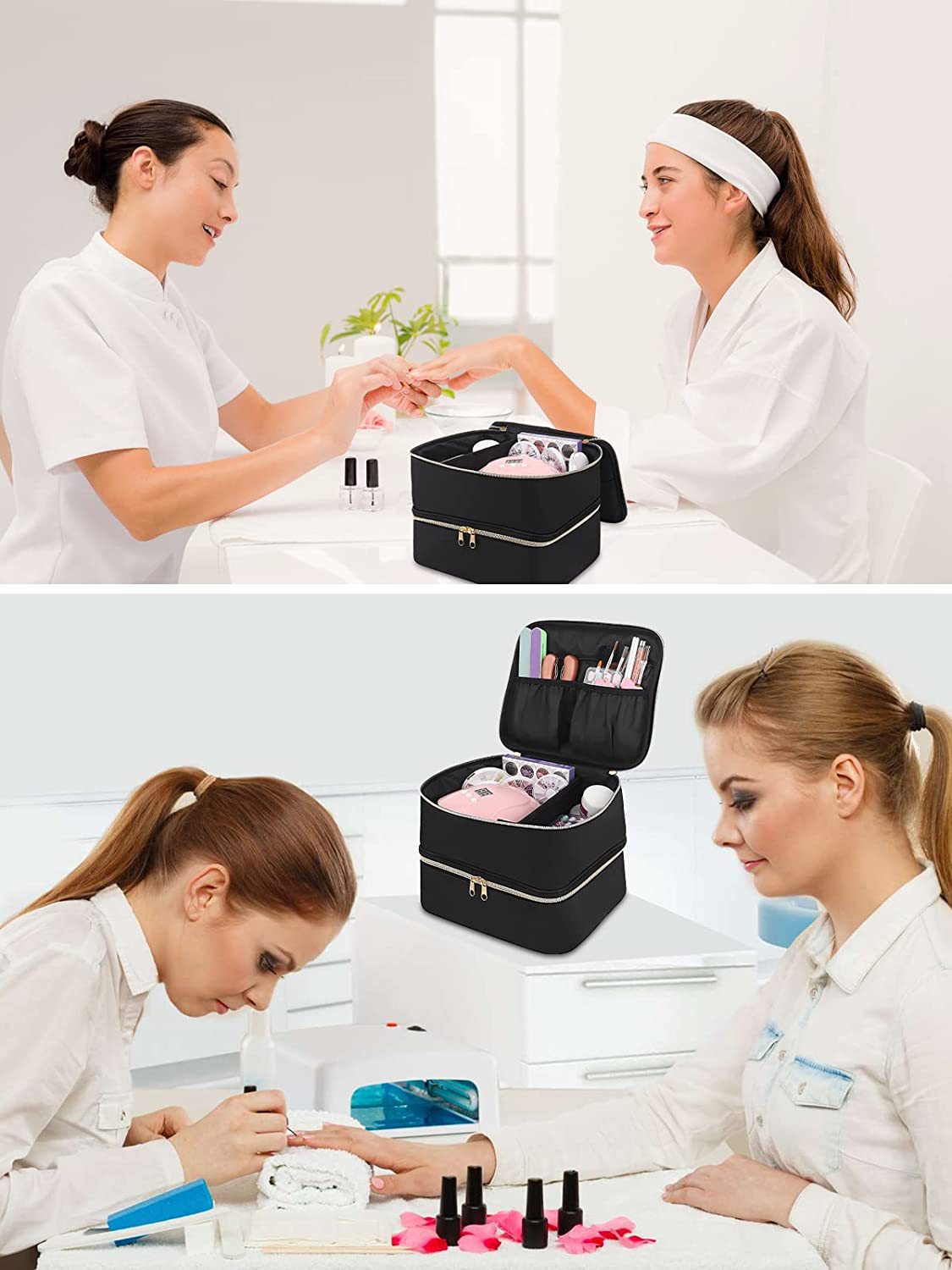 Nail Polish Organizer, Portable Nail Polish Suitcase, Portable Nail Polish Rack That Can Hold 30 Bottles and a Nail Lamp