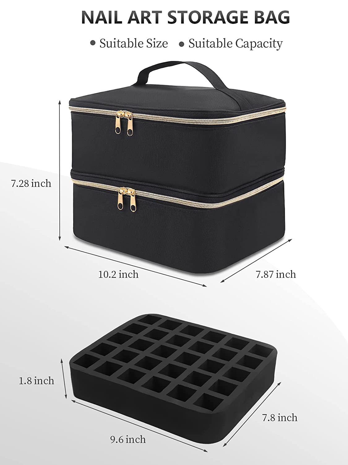 Nail Polish Organizer, Portable Nail Polish Suitcase, Portable Nail Polish Rack That Can Hold 30 Bottles and a Nail Lamp