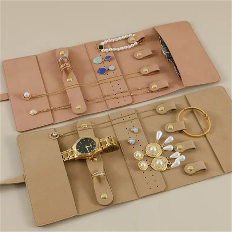 Cross-Border Hot-Selling Portable Multi-Functional Jewelry Small Roll Earrings Ring Earrings Necklace Watch Storage Bag with Printable Logo