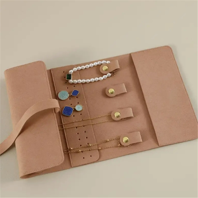 Cross-Border Hot-Selling Portable Multi-Functional Jewelry Small Roll Earrings Ring Earrings Necklace Watch Storage Bag with Printable Logo