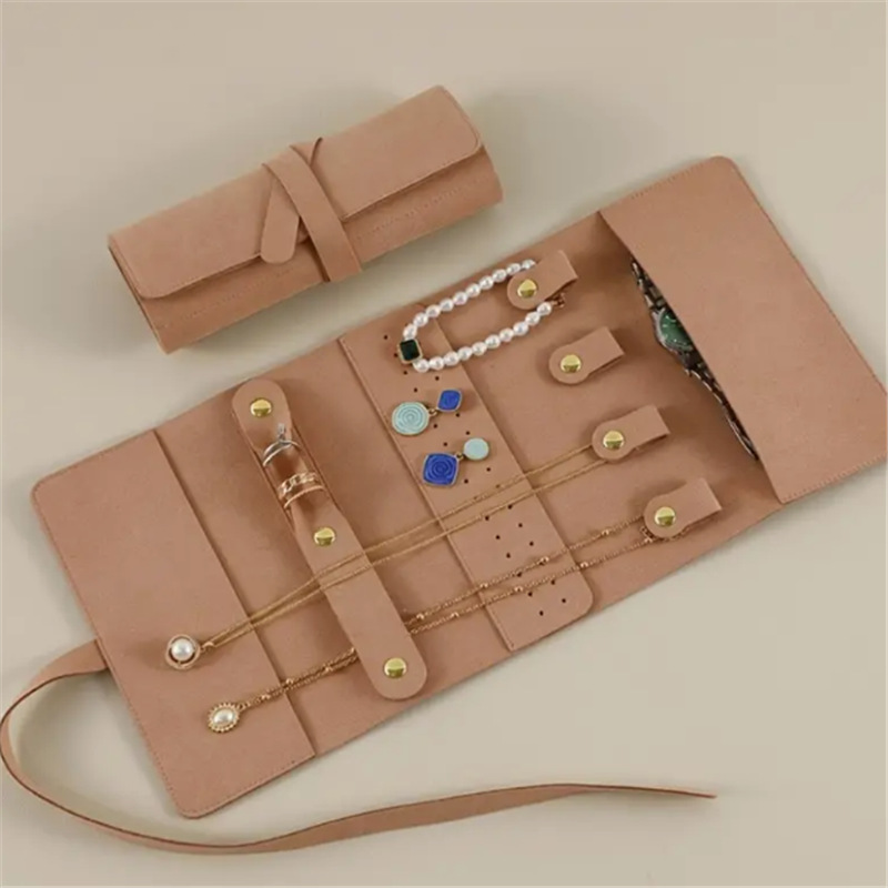 Cross-Border Hot-Selling Portable Multi-Functional Jewelry Small Roll Earrings Ring Earrings Necklace Watch Storage Bag with Printable Logo