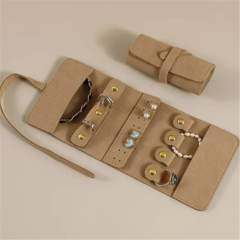 Cross-Border Hot-Selling Portable Multi-Functional Jewelry Small Roll Earrings Ring Earrings Necklace Watch Storage Bag with Printable Logo