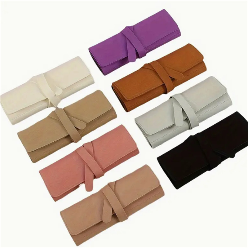 Cross-Border Hot-Selling Portable Multi-Functional Jewelry Small Roll Earrings Ring Earrings Necklace Watch Storage Bag with Printable Logo