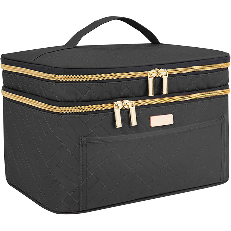 Amazon's New Double-Layer Makeup Bag, Travel Cosmetics and Toiletries Storage Bag, Large Capacity, Portable, Large Capacity