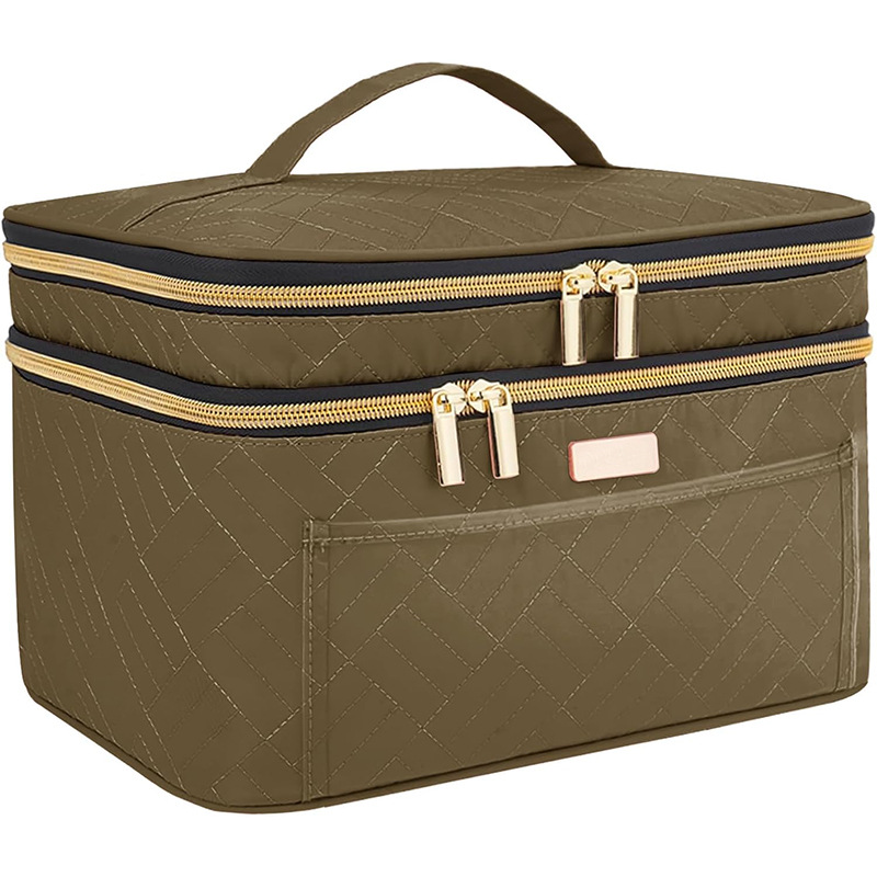 Amazon's New Double-Layer Makeup Bag, Travel Cosmetics and Toiletries Storage Bag, Large Capacity, Portable, Large Capacity