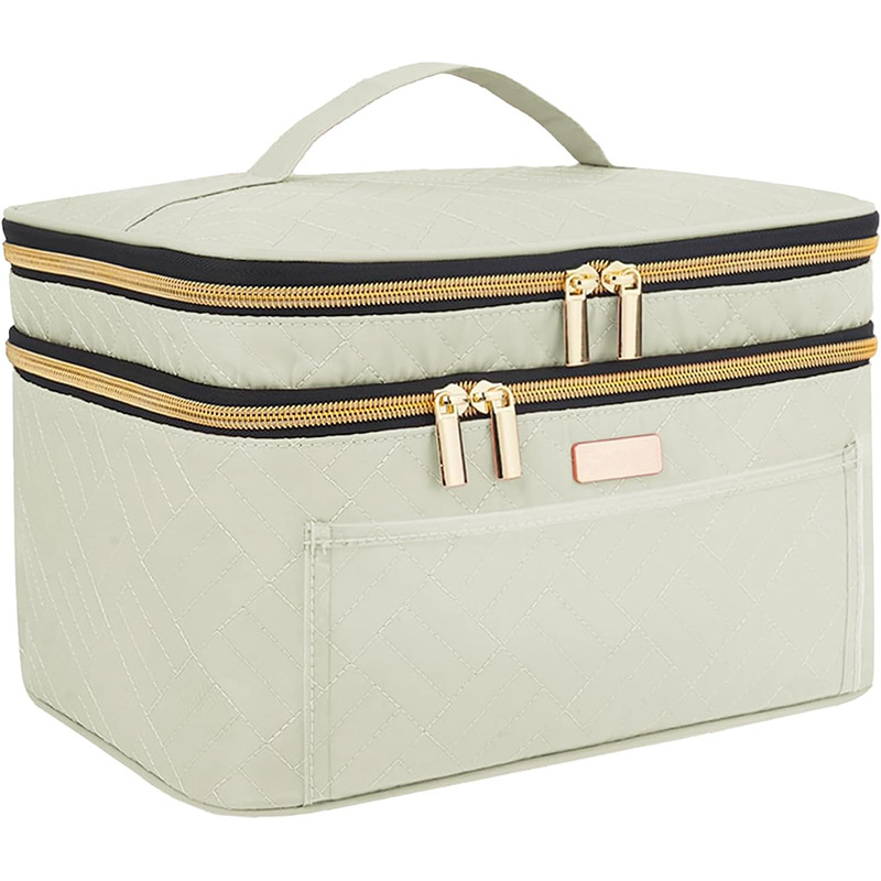 Amazon's New Double-Layer Makeup Bag, Travel Cosmetics and Toiletries Storage Bag, Large Capacity, Portable, Large Capacity