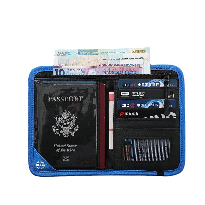 Travel Abroad Storage Rfid Anti-Theft Waterproof Document Storage Travel Supplies Business Trip Carry-On Nylon Passport Bag