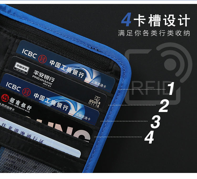 Travel Abroad Storage Rfid Anti-Theft Waterproof Document Storage Travel Supplies Business Trip Carry-On Nylon Passport Bag
