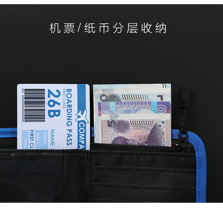 Travel Abroad Storage Rfid Anti-Theft Waterproof Document Storage Travel Supplies Business Trip Carry-On Nylon Passport Bag