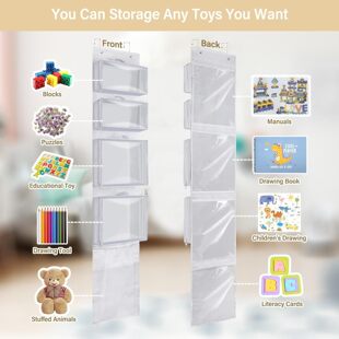 Cross-Border Hot-Selling Hanging Toy Storage Bag Building Block Filled Animal Storage Hanging Bag Comes with 4 Removable Bags