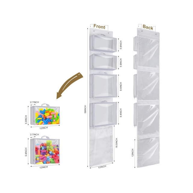 Cross-Border Hot-Selling Hanging Toy Storage Bag Building Block Filled Animal Storage Hanging Bag Comes with 4 Removable Bags