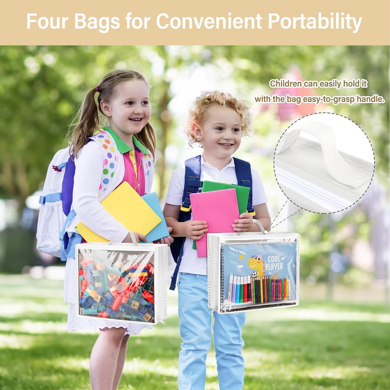 Cross-Border Hot-Selling Hanging Toy Storage Bag Building Block Filled Animal Storage Hanging Bag Comes with 4 Removable Bags