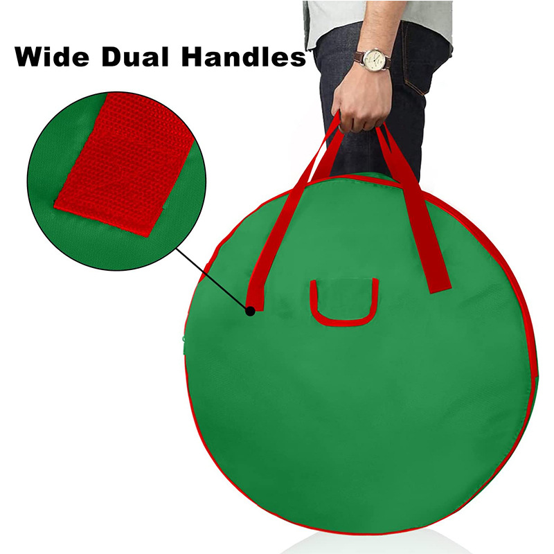 Christmas Wreath Decoration Storage Bag Foldableable Round Large Capacity Christmas Tote Bag Oxford Cloth Bag