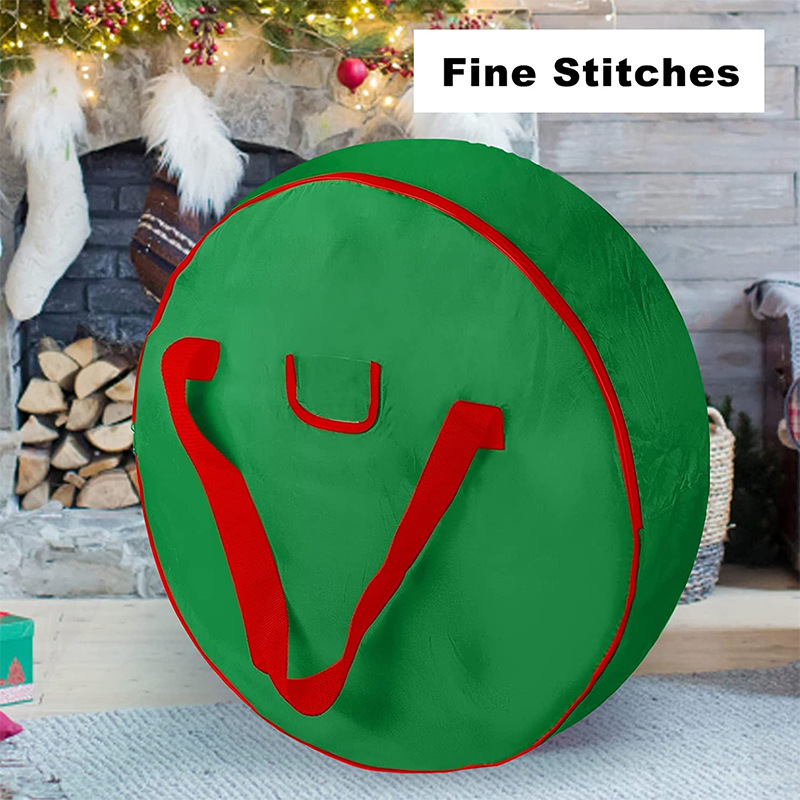 Christmas Wreath Decoration Storage Bag Foldableable Round Large Capacity Christmas Tote Bag Oxford Cloth Bag