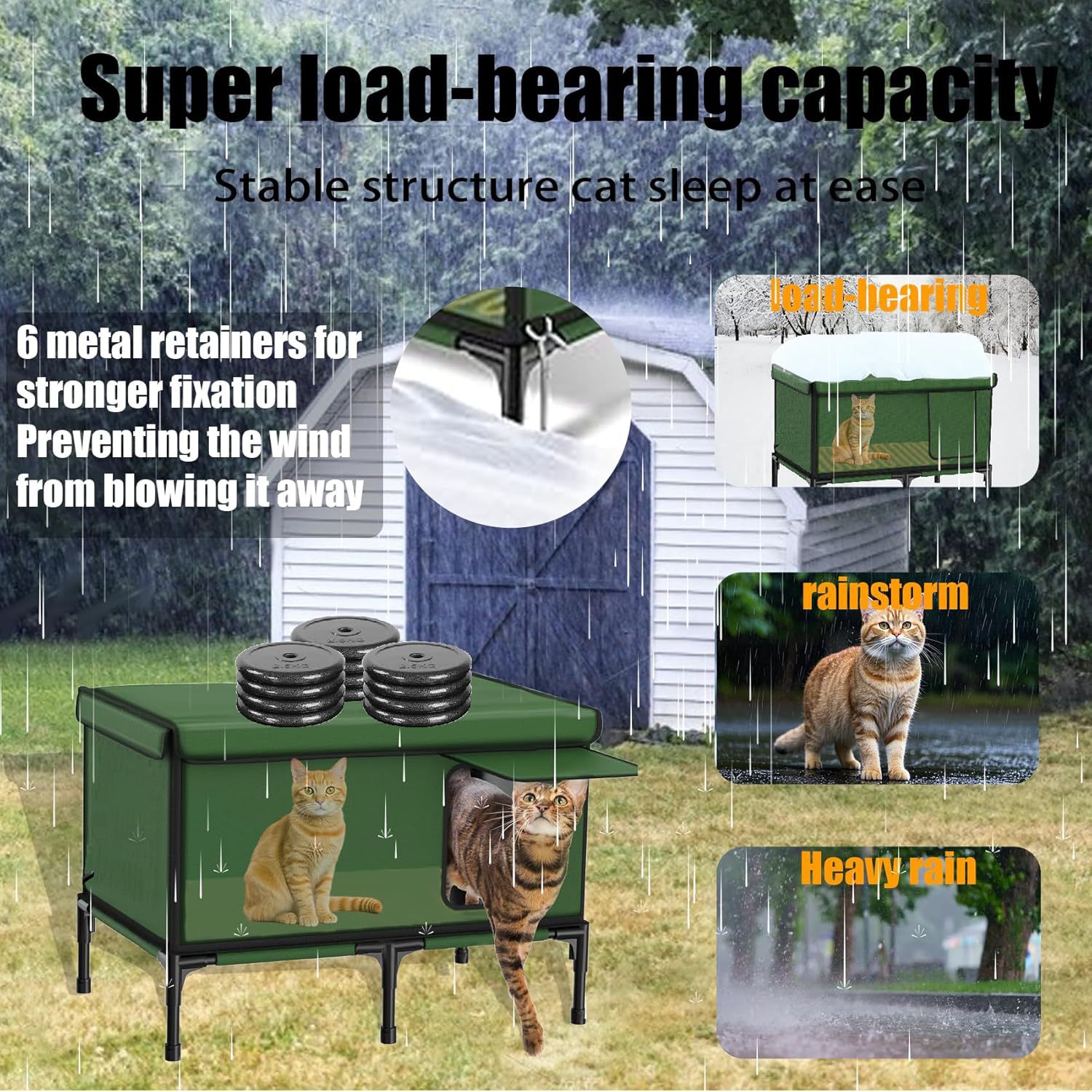 Amazon's Best Selling Outdoor Cat House Pvc Pipe Heightening Oxford Cloth Waterproof Cat House with Heating Pad Stray Cat Nest