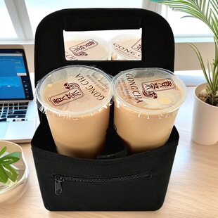 Shenzhen Manufacturer 600D Milk Tea Tote Bag 4 Compartment Takeaway Milk Tea Storage Bag Environmentally Friendly Tote Milk Tea Bag