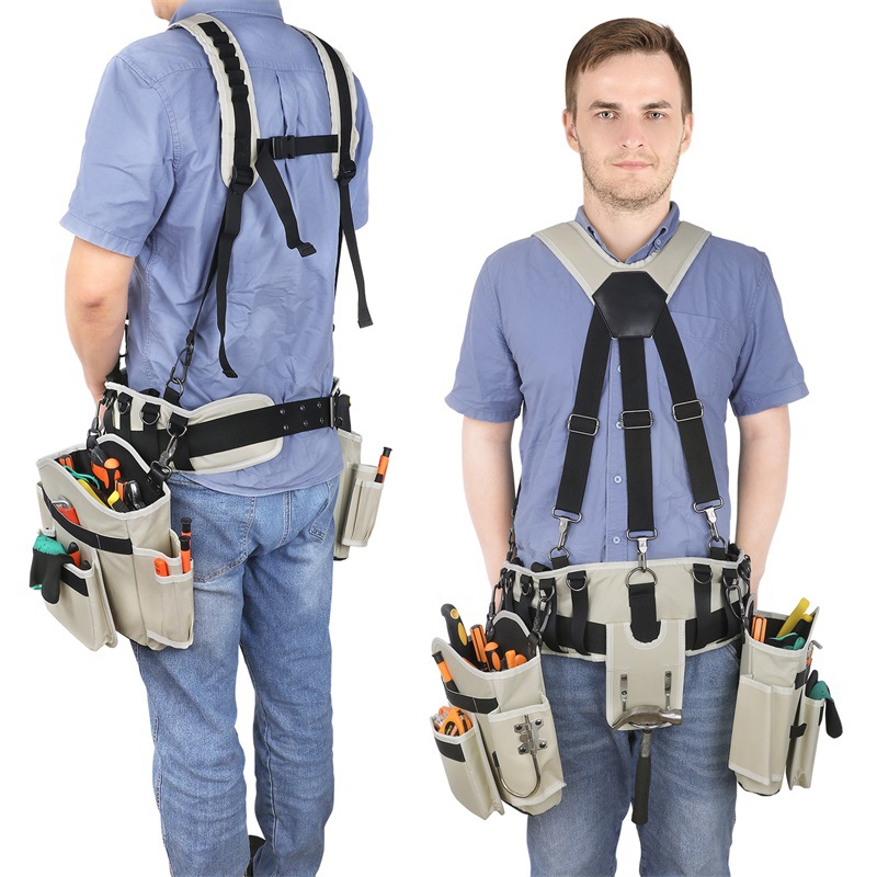 Bsci Factory Wholesale Multi-Pocket Tool Bag Outdoor Hardware Tool Load-Bearing Waist Bag Multi-Functional Hanging Electrician Bag