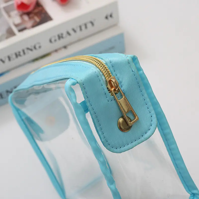 2025 New Nylon Vinyl Zipper Transparent Cosmetic Makeup Bag Organizer Waterproof Clear Cosmetic Bag