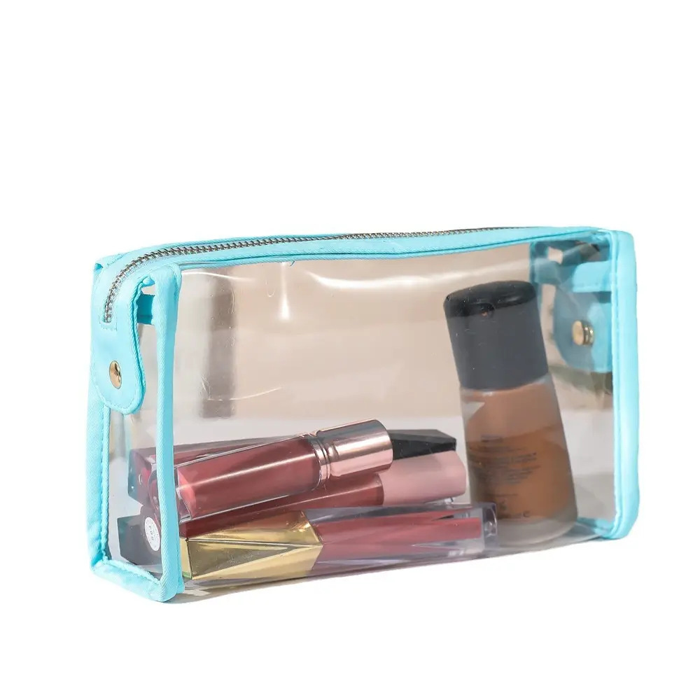 2025 New Nylon Vinyl Zipper Transparent Cosmetic Makeup Bag Organizer Waterproof Clear Cosmetic Bag