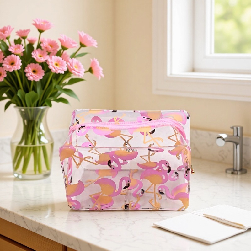 Wholesale Waterproof Pvc Fluorescent New Color Multifunctional Storage Colorful Transparent Travel Toiletry Cosmetic Bag with Stereo Window Opening