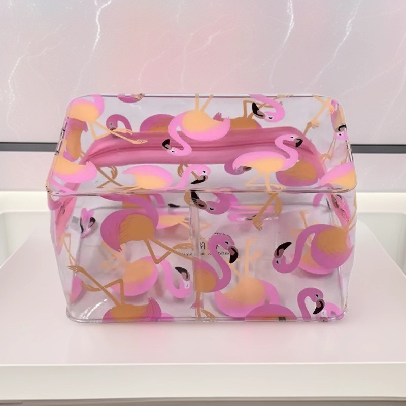 Wholesale Waterproof Pvc Fluorescent New Color Multifunctional Storage Colorful Transparent Travel Toiletry Cosmetic Bag with Stereo Window Opening