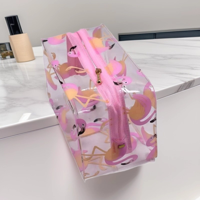 Wholesale Waterproof Pvc Fluorescent New Color Multifunctional Storage Colorful Transparent Travel Toiletry Cosmetic Bag with Stereo Window Opening