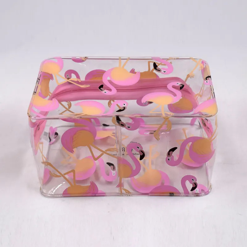 Wholesale Waterproof Pvc Fluorescent New Color Multifunctional Storage Colorful Transparent Travel Toiletry Cosmetic Bag with Stereo Window Opening
