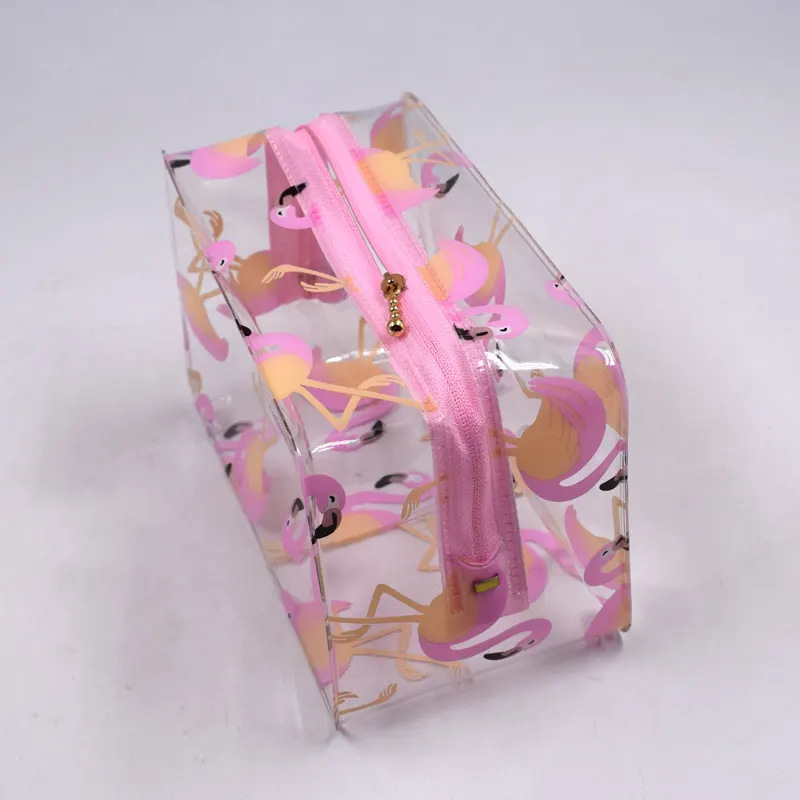 Wholesale Waterproof Pvc Fluorescent New Color Multifunctional Storage Colorful Transparent Travel Toiletry Cosmetic Bag with Stereo Window Opening