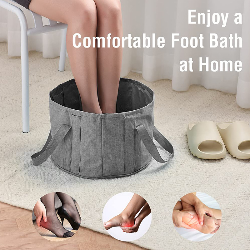 Foldable Foot Bath Bag with Fixed Stick, Portable Home Foot Spa Tool, Foot Basin for Outdoor Camping and Vegetable Washing
