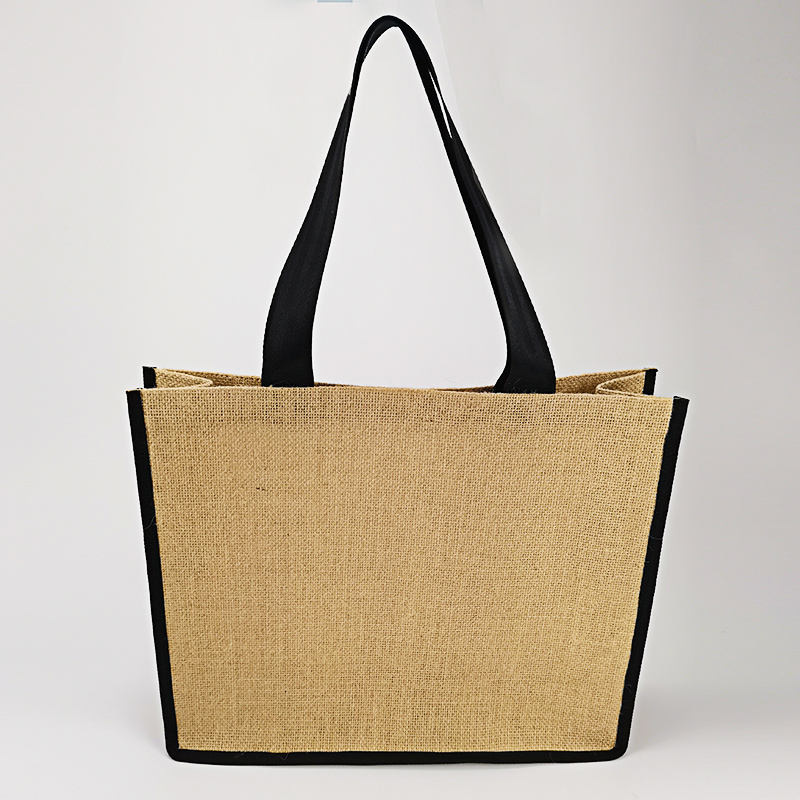 Linen Bag Customized Retro Jute Fabric Handbag Hand-Held Purchase Printed Logo Waterproof Laminated Linen Bag