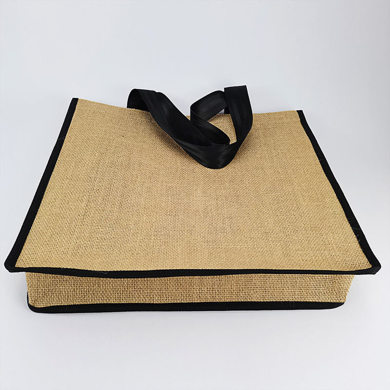 Linen Bag Customized Retro Jute Fabric Handbag Hand-Held Purchase Printed Logo Waterproof Laminated Linen Bag