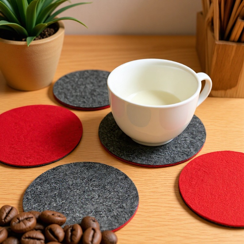 Hot Selling Felt Two-Color Coaster Set Thickeneded Heat-Insulating Absorbent Coaster Heat-Insulating Tea Ceremony Accessories Manufacturer Wholesale